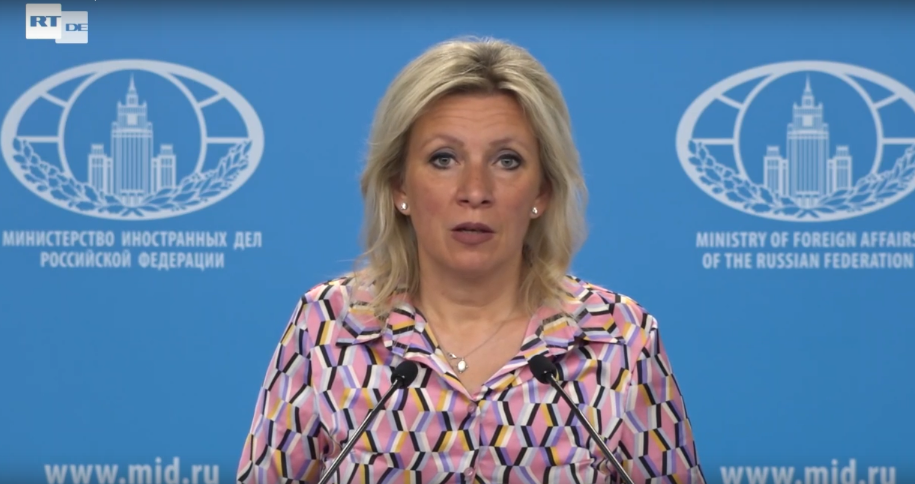 Screenshot Berlin 24/ 7: Maria Sacharowa, Sprecherin des russischen Aussenministeriums zur wöchentlichen Pressekonferenz am 18.Juli 2024