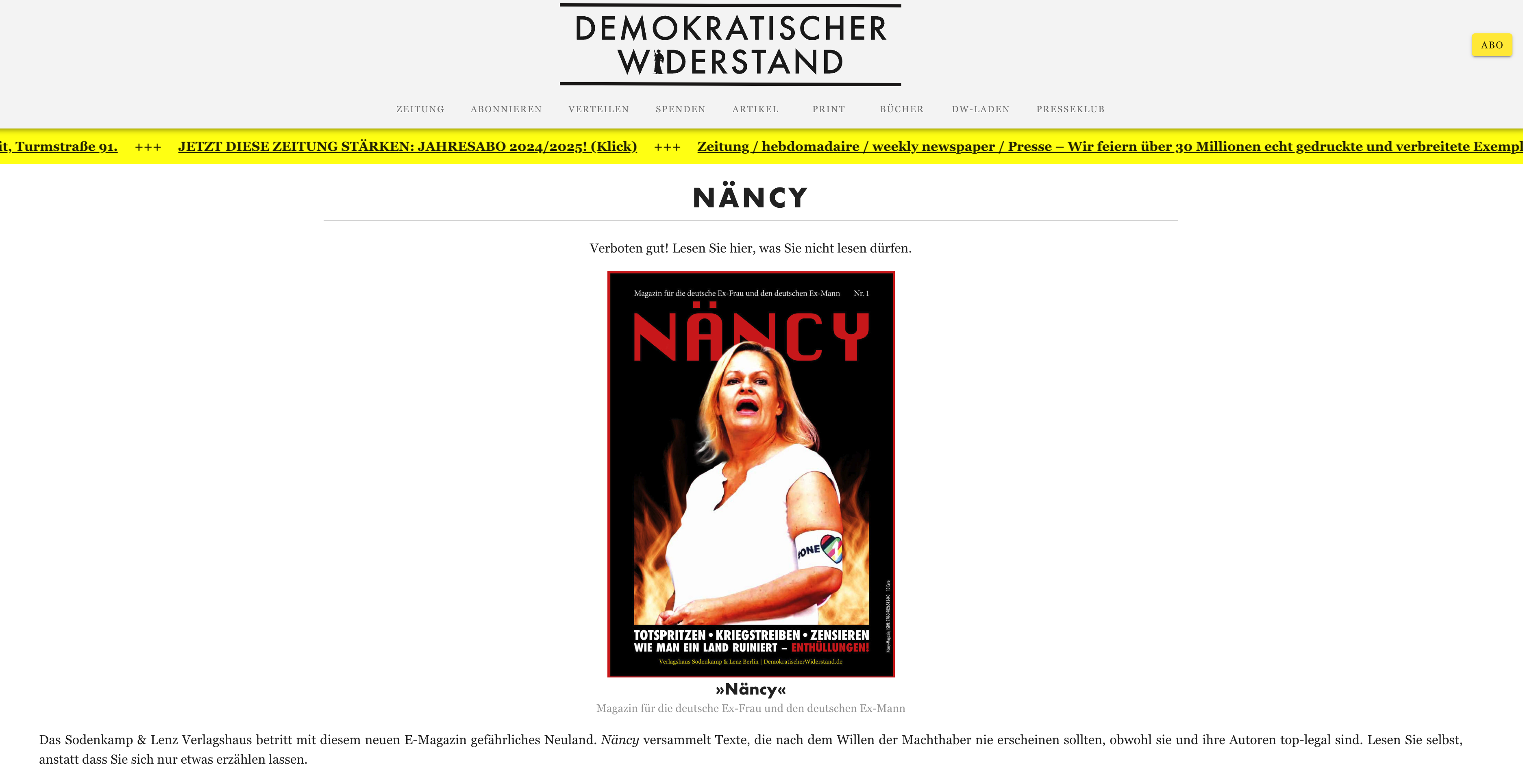 Screenshot Berlin 24/7 - Cover des Magazins „Näncy“